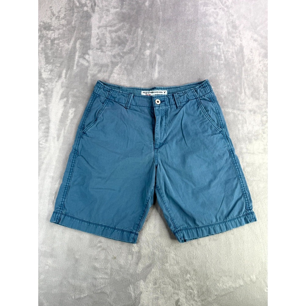 American Eagle Outfitters Chino Shorts Mens 33 Blue Cotton Mid Rise Summer Logo